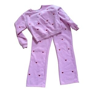 Better Together Heart Print Lounge Set‎ Sweatshirt & Pants Outfit Medium